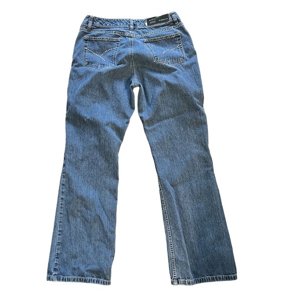 Liz Claiborne Denim Jeans Womens Size 10 Bootcut Medium Wash Embellished Pockets - Picture 5 of 11